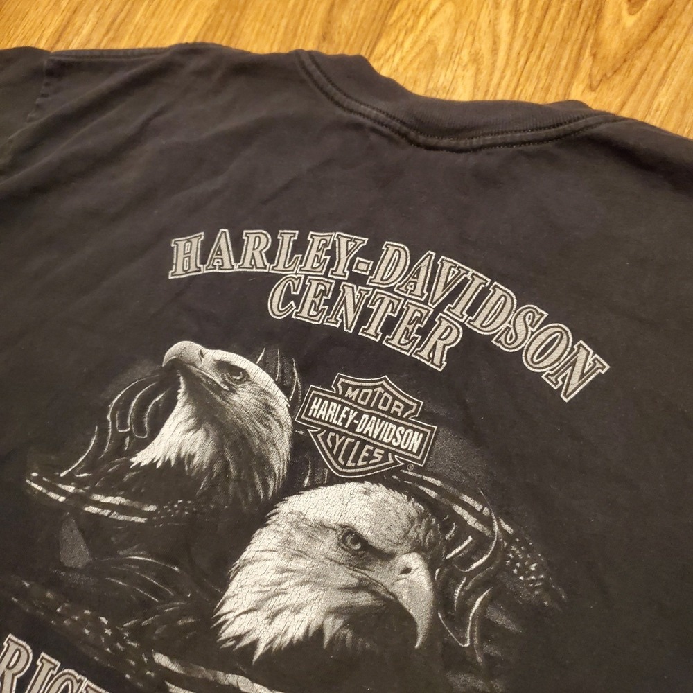 Vtg Harley-Davidson Shirt Men XL Black Richmond IN Eagle Graphic 2005 Y2K